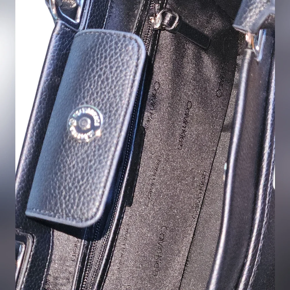 Calvin Klein Black and Chrom Leather Satchel Crossbody Bag Never Used